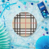 Assiettes En Carton Mode géométrique écossaise motif (Fête)