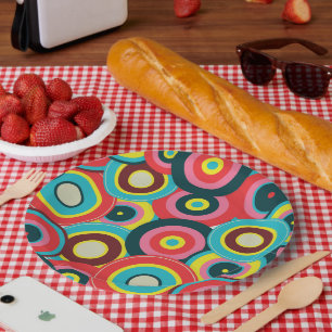 Assiettes En Carton Mode géométrique Vintage-Motif élégant moderne