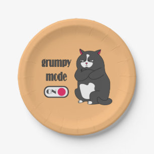 Assiettes En Carton Mode grumeux sur drôle de gros chat