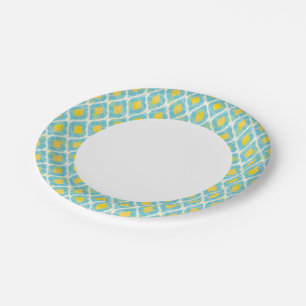Assiettes En Carton Mode tribal moderne ikat blue-jaunat