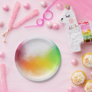 Assiettes En Carton Modèle Abstrait couleur moderne personnalisé