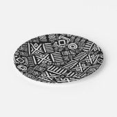 Assiettes En Carton Modèle africain ethnique #6 noir et blanc (Angle)