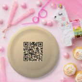 Assiettes En Carton Modèle de code QR immédiatement modifiable | Or Fa (Fête)
