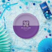 Assiettes En Carton Modèle de code QR moderne éditable | Violets (Fête)