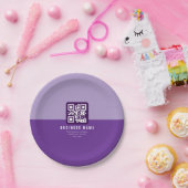 Assiettes En Carton Modèle de code QR moderne modifiable | Purples (Fête)