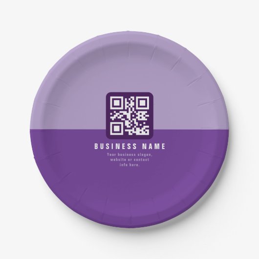 Assiettes En Carton Modèle de code QR moderne modifiable | Purples (Devant)