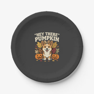 Assiettes En Carton Modèle de Corgi Halloween Hey There Pumpkin