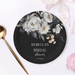 Assiettes En Carton Modèle de douche nuptiale en boho noir et blanc<br><div class="desc">Moody black and white boho peony fleurs sécher feuille pampas herbe élégante douche nuptiale modèles plateaux de fête personnalisés douche nuptiale vaisselle</div>