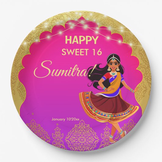 Assiettes En Carton Modèle de fête d'anniversaire des filles de Bollyw (Devant)