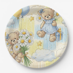 Assiettes En Carton Modèle de jardin aux marguerites Ourson (2)