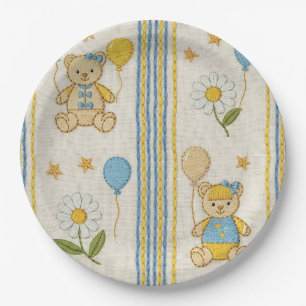 Assiettes En Carton Modèle de jardin de marguerites Ourson (10)