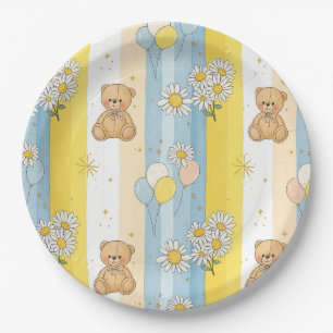 Assiettes En Carton Modèle de jardin de marguerites Ourson (13)