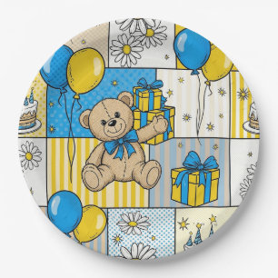 Assiettes En Carton Modèle de jardin de marguerites Ourson (4)