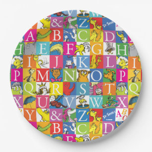 Assiettes En Carton Modèle de lettres majuscules colorées de l'ABC de