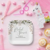 Assiettes En Carton Modèle de mariage avec une simple bordure florale  (Fête)