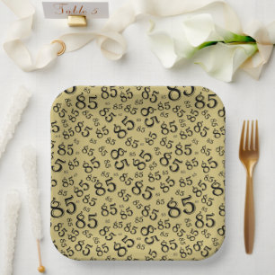 Assiettes En Carton Modèle de nombre aléatoire de la 85e fête Or/Noir