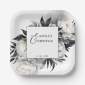 Assiettes En Carton Modèle de table mariage en bois noir et blanc (Recto)