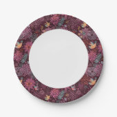 Assiettes En Carton Modèle floral Abstrait avec oiseaux (Devant)