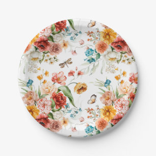 Assiettes En Carton Modèle floral du jardin