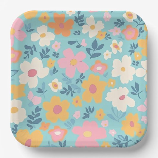 Assiettes En Carton Modèle Floral été (Recto)