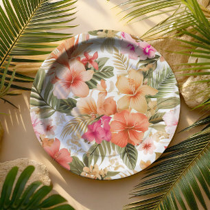Assiettes En Carton Modèle floral hawaïen coloré ID1092