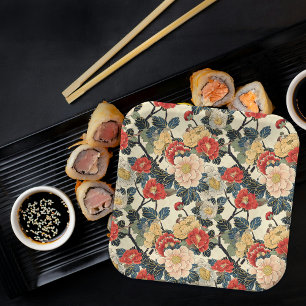 Assiettes En Carton Modèle floral japonais Ukiyo-E Art