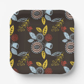 Assiettes En Carton Modèle floral rétro (Recto)