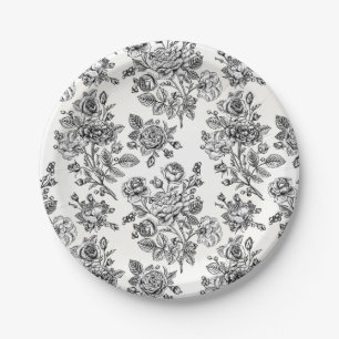 Assiettes En Carton Modèle Floral Rose vintage