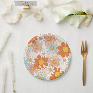 Assiettes En Carton Modèle Floral vintage rétro