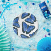 Assiettes En Carton Modèle motif de papillon bleu morpho (Fête)