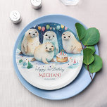 Assiettes En Carton Modèle personnalisé pour l'anniversaire d'hiver du<br><div class="desc">Joli bébé phoques arctique d'hiver fête d'anniversaire personnalisés plaques en papier modèle,  aquarelle d'hiver merveilleuse bébé phoques mignonette d'une fête avec un gâteau d'anniversaire d'hiver thème d'anniversaire enfant fête d'anniversaire</div>
