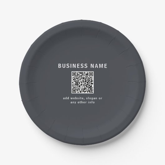 Assiettes En Carton Modèle simple pour votre code QR | Gris charbon (Devant)
