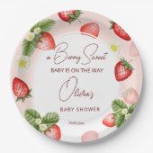 Assiettes En Carton Modèle sucré baby shower fraise (Devant)