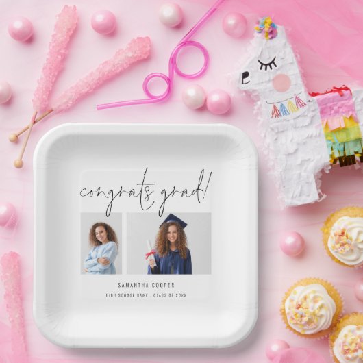 Assiettes En Carton Modern 2 Script Félicitations Graduation Party (Fête)