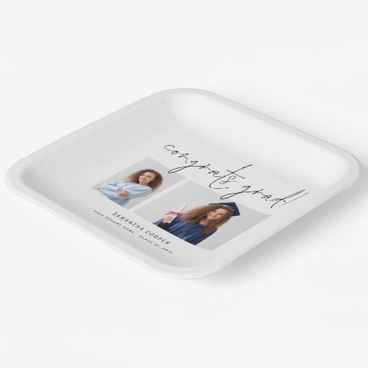 Assiettes En Carton Modern 2 Script Félicitations Graduation Party (Angulaire)