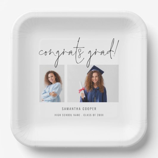 Assiettes En Carton Modern 2 Script Félicitations Graduation Party (Recto)