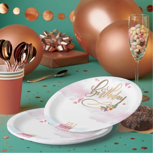 Assiettes En Carton Modern Birthday (Multi)