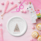 Assiettes En Carton Modern Blush Christmas Tree Personalized Holiday  (Fête)