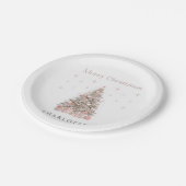 Assiettes En Carton Modern Blush Christmas Tree Personalized Holiday  (Angle)