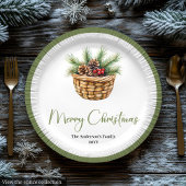 Assiettes En Carton Modern Boho Christmas Tree Botanical Party Plates