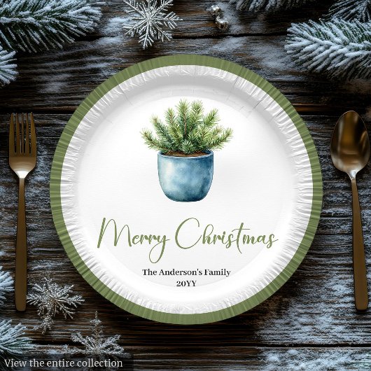 Assiettes En Carton Modern Boho Christmas Wreath in Botanical Style