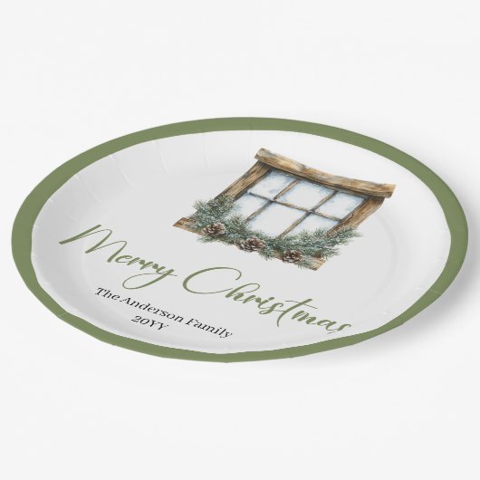 Assiettes En Carton Modern Boho Minimalist Pine Wreath Dinner Plates (Angle)