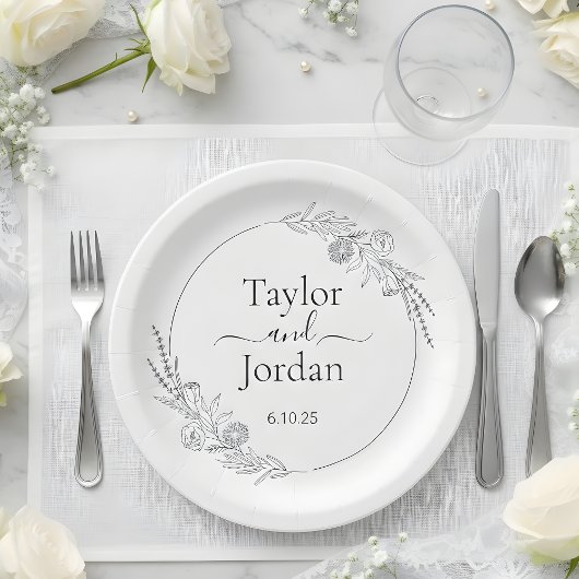 Assiettes En Carton Modern Botanical Wedding Custom | Minimalist