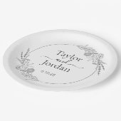 Assiettes En Carton Modern Botanical Wedding Custom | Minimalist (Angle)