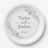 Assiettes En Carton Modern Botanical Wedding Custom | Minimalist (Devant)