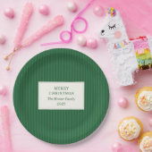 Assiettes En Carton Modern Christmas Minimal Holiday Green Stripes (Fête)