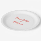 Assiettes En Carton Modern Coral Pink Script Wedding Party (Angle)