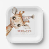 Assiettes En Carton Modern Cute Giraffe Nom 2e fête d'anniversaire (Recto)