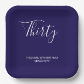 Assiettes En Carton Modern Dark Blue Celebration Paper Plate (Recto)
