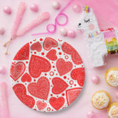 Assiettes En Carton Modern Fancy Red Graphic Hearts Pattern (Fête)